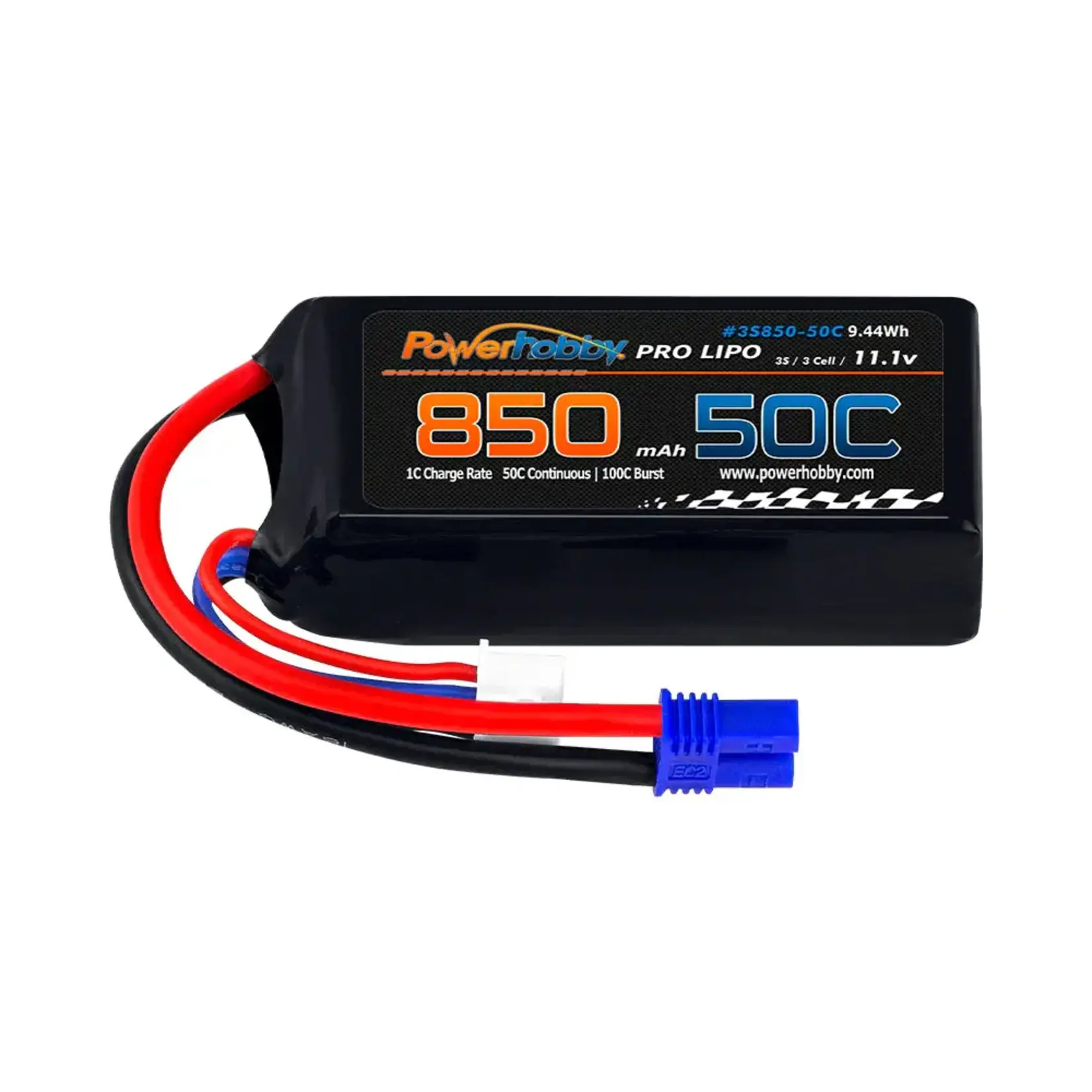Powerhobby PHB3S85050EC2  Powerhobby 3s 11.1 800mah 50c Lipo Battery w ec2 Plug