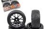 Yeah Racing YEA-WL-0109  Yeah Racing Spec T Pre-Mounted On-Road Touring Tires w/CS Wheels (Black) (4) w/12mm Hex & 3mm Offset