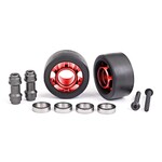 Traxxas 7775R  Wheels, wheelie bar, 6061-T6 aluminum (red-anodized) (2)/ axle, wheelie bar, 6061-T6 aluminum (2)/ 10x15x4 ball bearings (4)