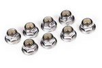 Traxxas 3647 Nuts, 4mm flanged nylon locking (steel, serrated) (8)