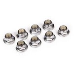 Traxxas 3647 Nuts, 4mm flanged nylon locking (steel, serrated) (8)