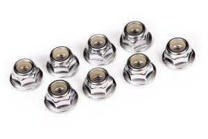 Traxxas 3647 Nuts, 4mm flanged nylon locking (steel, serrated) (8)