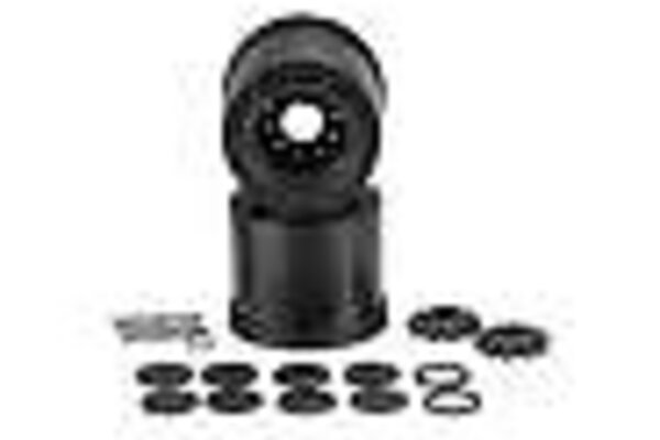 J Concepts JCO3423B Aggressor 2.6 x 3.8" 17mm Hex Monster Truck Wheel, Black, w/ Interchangeable Hubs, Fits E-Revo 2.0