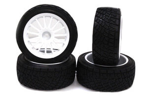 Racers Edge RCE3481W  1/10 HPI Rally Off-Road WR8 Flower Line White Wheels (4pcs)