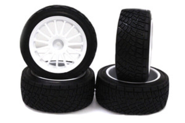Racers Edge RCE3481W  1/10 HPI Rally Off-Road WR8 Flower Line White Wheels (4pcs)