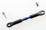 Traxxas 3737A Turnbuckle, aluminum (blue-anodized), camber link, front, 39mm (1) (assembled w/rod ends)/ hollow balls (2)