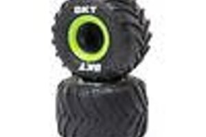 LOSI LOS41045	 MT Tires,Green Beadlock, Premount(2): Mini LMT