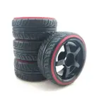 Powerhobby PHB5465    Powerhobby 1/10 Drift Car Mounted Tires / Wheels (4) Red / Black PY497
