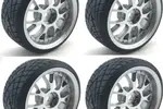 Powerhobby PHB5429  Powerhobby 1/10 Drift Car Mounted Tires / Wheels (4) Silver PY073