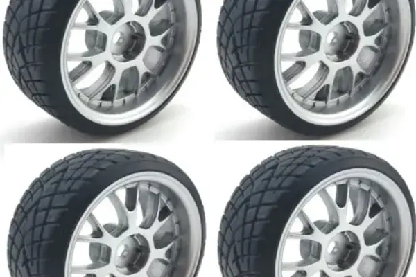 Powerhobby PHB5429  Powerhobby 1/10 Drift Car Mounted Tires / Wheels (4) Silver PY073