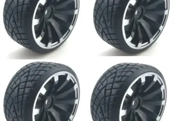 Powerhobby Powerhobby 1/10 Drift Car Mounted Tires / Wheels (4) Silver PY082