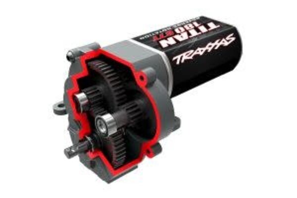 Traxxas 9791  Transmission, complete (high range (trail) gearing) (16.6:1 reduction ratio) (includes Titan® 87T motor)