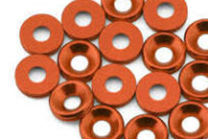 Team Brood BRO-TBR-6061CSWKITO  Team Brood 3mm 6061 Aluminum Countersunk Washer (Orange) (16)