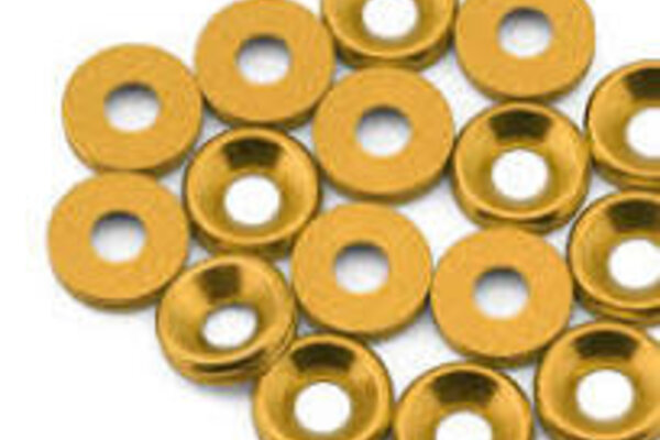 BRO-TBR-6061CSWKITY  Team Brood 3mm 6061 Aluminum Countersunk Washer (Yellow) (16)
