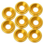 1UP Racing 1UP820709  7075 LowPro Countersunk Washers, M3, Gold, 8pcs