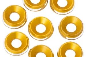 1UP Racing 1UP820719  7075 LowPro Countersunk Washers, M3, Gold Shine, 8pcs