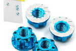 Yeah Racing YEA-YA-0448LB  Yeah Racing 4mm Aluminum Serrated Wheel Lock Nut (4) (Blue)