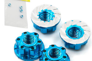 Yeah Racing YEA-YA-0448LB  Yeah Racing 4mm Aluminum Serrated Wheel Lock Nut (4) (Blue)
