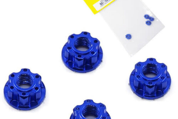 Yeah Racing YEA-YA-0448DB  Yeah Racing 4mm Aluminum Serrated Wheel Lock Nut (4) (Dark Blue)