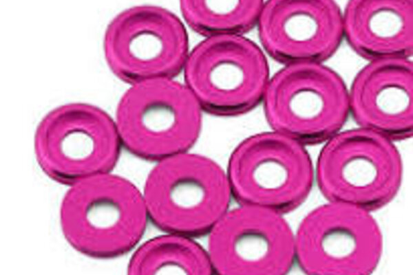 Team Brood BRO-TBR-6061BHWKITK  Team Brood 3mm 6061 Aluminum Button Head Washer (Pink) (16)