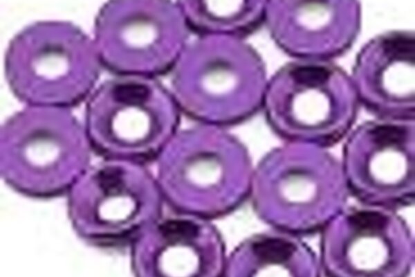 Team Brood BRO-TBR-6061CSWKITP  Team Brood 3mm 6061 Aluminum Countersunk Washer (Purple) (16)