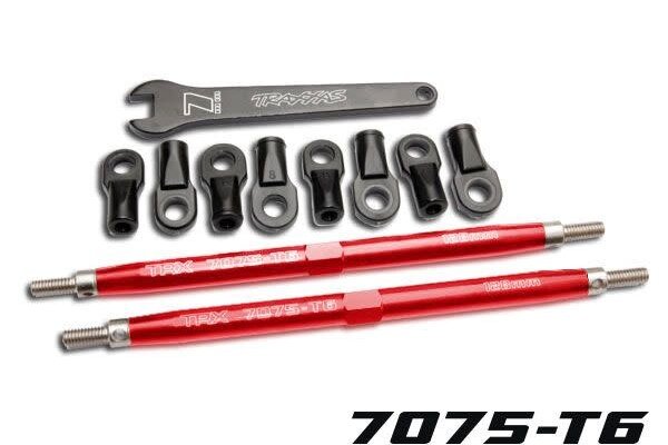 Traxxas 5338R Toe links, Revo® (TUBES red-anodized, 7075-T6 aluminum, stronger than titanium) (128mm, fits front or rear) (2)