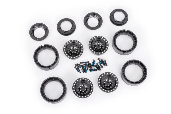 Traxxas 9881-BLK   Wheels, 1.0”, 6061-T6 aluminum (black-anodized) (4)/ 2x8mm BCS (24)