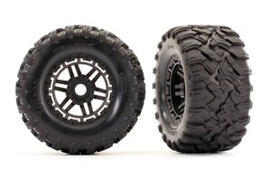 Traxxas 8972   Tires & wheels, assembled, glued (black wheels, Maxx® All-Terrain tires, foam inserts) (2) (17mm splined) (TSM® rated)