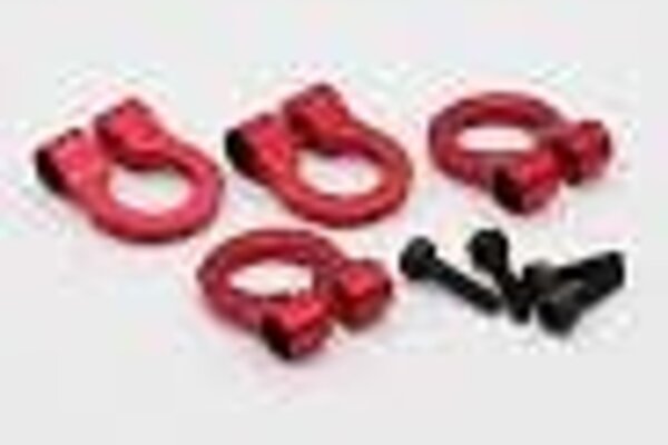 Hot Racing HRAACC80802   Hot Racing 1/10 Aluminum Tow Shackle D-Rings (4) (Red)