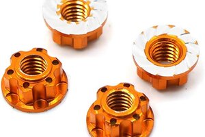 Yeah Racing YEA-YA-0448OR  Yeah Racing 4mm Aluminum Serrated Wheel Lock Nut (4) (Orange)