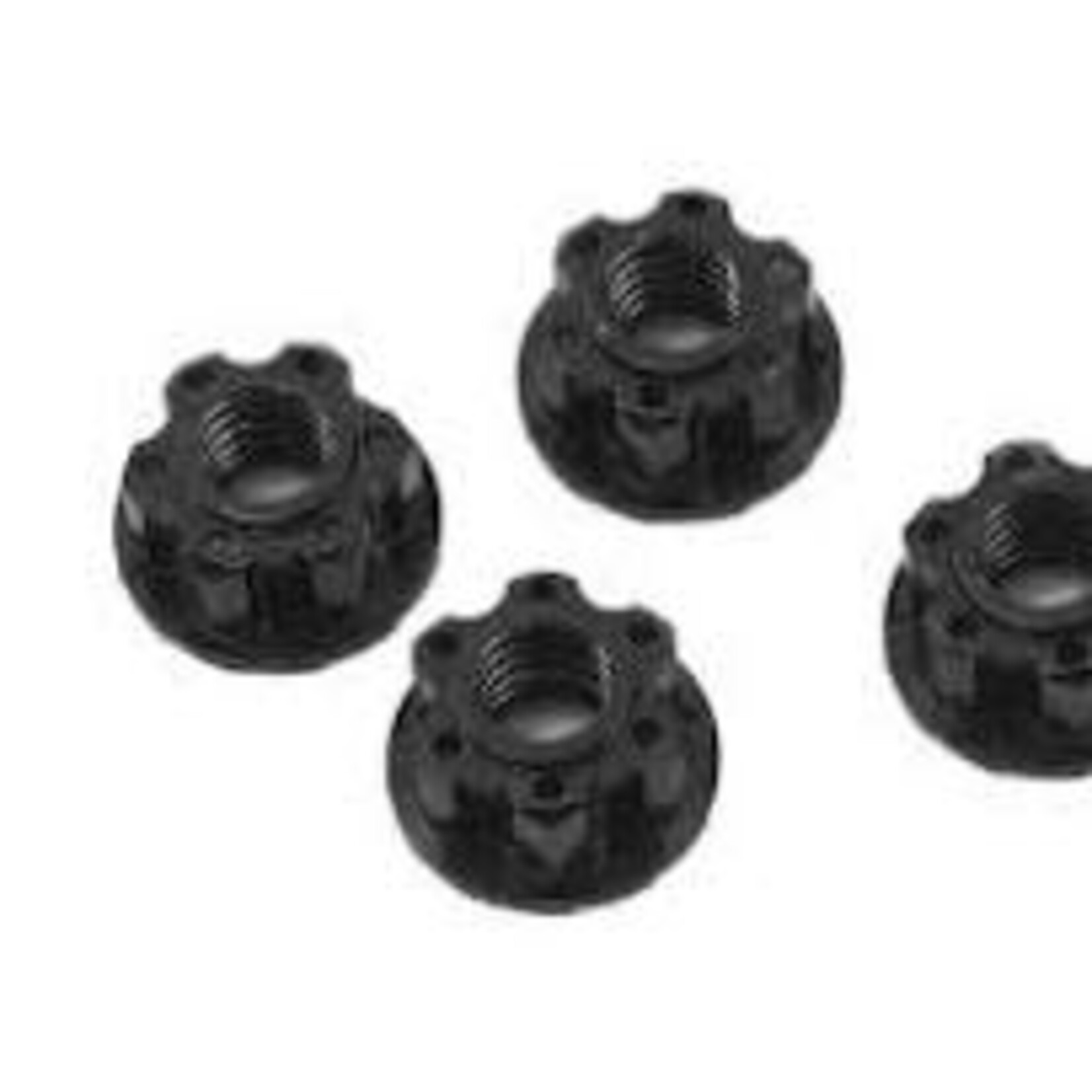 Yeah Racing YEA-YA-0448BK  Yeah Racing 4mm Aluminum Serrated Wheel Lock Nut (4) (Black)