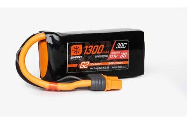 SPMX133S30   11.1V 1300mAh 3S 30C Smart G2 LiPo Battery: IC3