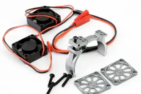 Powerhobby PH1297Gunmetal   Powerhobby 1/10 Aluminum Heatsink Mount 30mm Twin Turbo Cooling Fans 28K Gunmetal