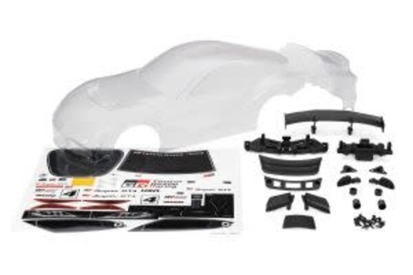 Traxxas 9340 Body, Toyota Supra GT4 (clear, trimmed, requires painting)/ decal sheet (includes side mirrors, wing, grilles, vents, hardware, & clipless mounting)