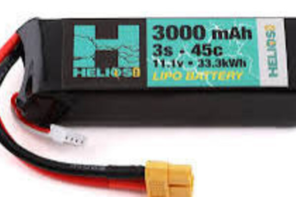 HELIOS HRC-3S3000-45-X6   Helios RC 3S 45C LiPo Battery w/XT60 Connector (11.1V/3000mAh)