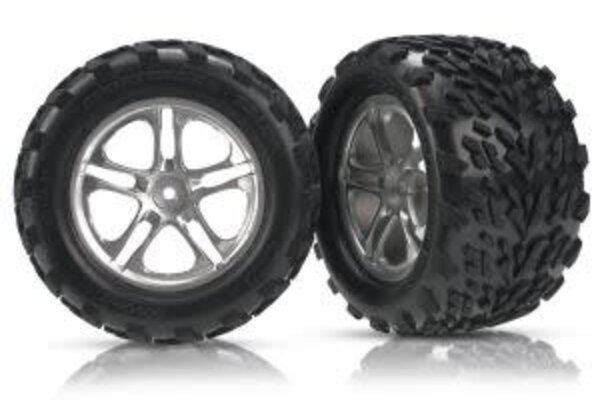 Traxxas 5174A Tires & wheels, assembled, glued (Split-Spoke satin-finish wheels, Talon tires, foam inserts)