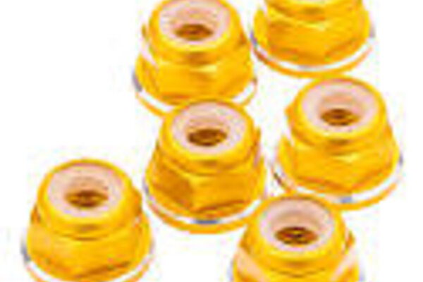 1UP Racing 1UP80568	7075 Aluminum M3 Flanged Locknuts - Gold Shine - 6pcs