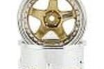 DSC-DE-018  DS Racing Drift Element 5 Spoke Drift Wheels (Gold & Chrome w/Gold Rivets) (2) (Adjustable Offset) w/12mm Hex