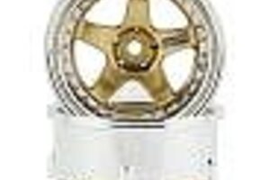 DSC-DE-018  DS Racing Drift Element 5 Spoke Drift Wheels (Gold & Chrome w/Gold Rivets) (2) (Adjustable Offset) w/12mm Hex