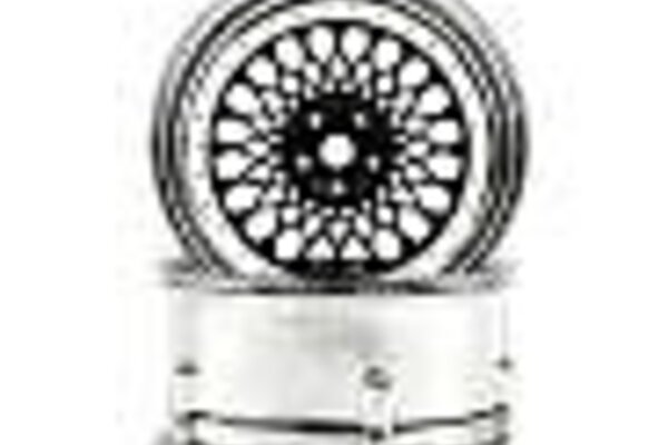 DS RACING DSC-DE-313  DS Racing Element Mesh Drift Wheels (Black w/Chrome Lip & Gold Rivets) (Adjustable Offset) (2) w/12mm Hex