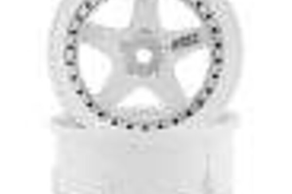 DS RACING DSC-DE-002  DS Racing Drift Element 5 Spoke Drift Wheels (Triple White w/Black Rivets) (2) (Adjustable Offset) w/12mm Hex
