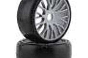GRP GRPGTK04-XB1  GRP Tires GT - TO4 Slick Belted Pre-Mounted 1/8 Buggy Tires (Silver) (2) (XB1) w/FLEX Wheel