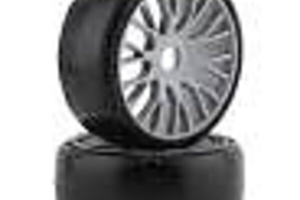 GRP GRPGTK04-XB1  GRP Tires GT - TO4 Slick Belted Pre-Mounted 1/8 Buggy Tires (Silver) (2) (XB1) w/FLEX Wheel