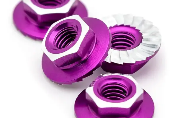 1UP Racing 1UP870301  1UP Racing 4mm "Lockdown" Serrated Aluminum Wheel Nuts (Purple) (4)