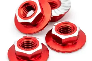 1UP Racing 1UP870501  1UP Racing 4mm "Lockdown" Serrated Aluminum Wheel Nuts (Red) (4)
