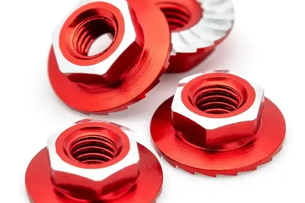 1UP Racing 1UP870501  1UP Racing 4mm "Lockdown" Serrated Aluminum Wheel Nuts (Red) (4)