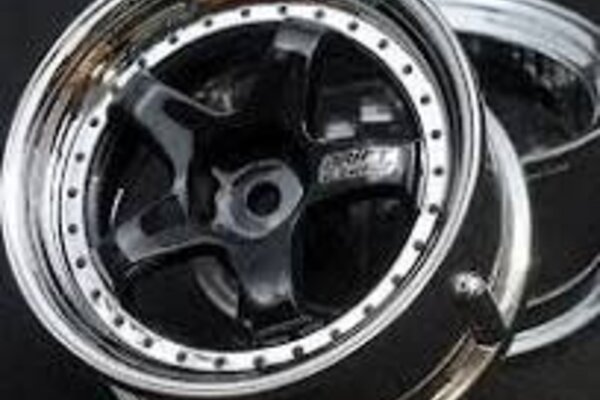 DS RACING DSC-DE-014  DS Racing Drift Element 5 Spoke Drift Wheels (Black & Chrome w/Black Rivets) (2) (Adjustable Offset) w/12mm Hex