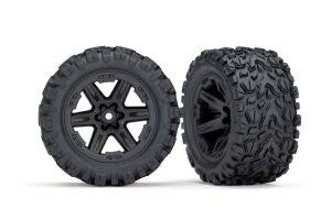 Traxxas 6773 Tires & wheels, assembled, glued (2.8') (RXT black wheels, Talon Extreme tires, foam inserts) (4WD electric front/rear, 2WD electric front only) (2) (TSM rated)