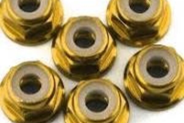 175rc 175-17507  175RC Lightweight Aluminum M3 Flanged Lock Nuts (Gold) (6)