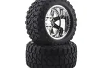 CEN Racing CEGCKR0506  CEN Fury Pre-Mounted Monster Truck Tires w/SS8 Plastic Wheels (2) (Chrome)